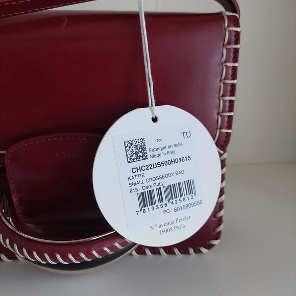 CHLOE Kattie Dark Ruby Red Crossbody Bag - Picture 3 of 17